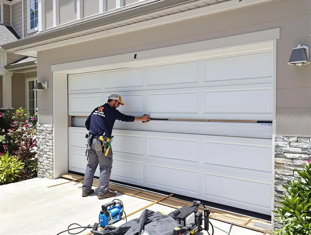 Watertown Garage Door Repair team performing complete garage door replacement at Watertown residence