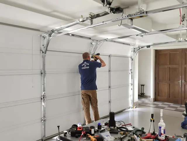 Watertown Garage Door Repair certified technician performing precision garage door repair in Watertown