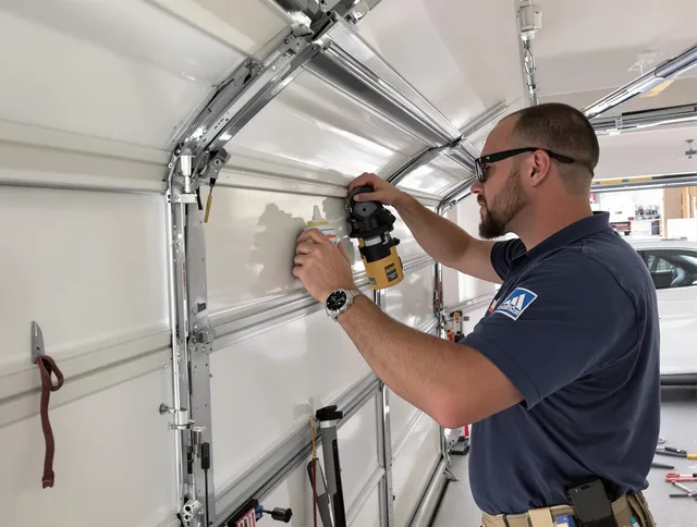 Watertown Garage Door Repair technician quieting a noisy garage door in Watertown