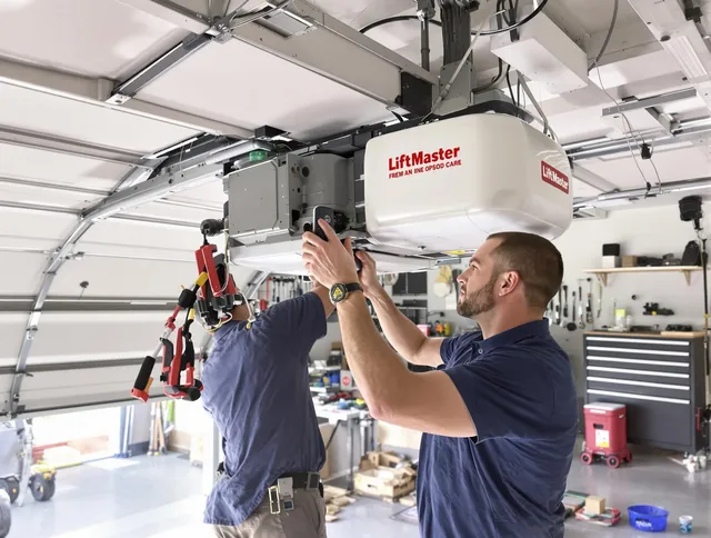 Watertown Garage Door Repair technician performing advanced diagnostics on garage opener in Watertown